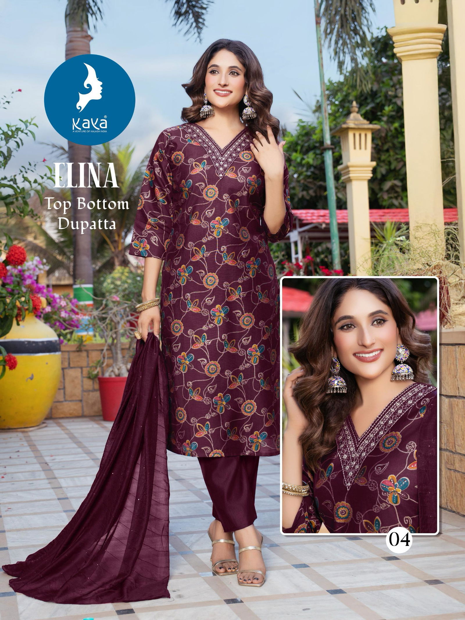 Elina By Kaya Veritcal Printed Kurti With Bottom Dupatta Wholesalers In Delhi